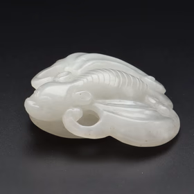 19th Century White Jade Carved Bat