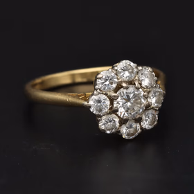 18ct Yellow Gold Diamond Daisy Cluster Ring