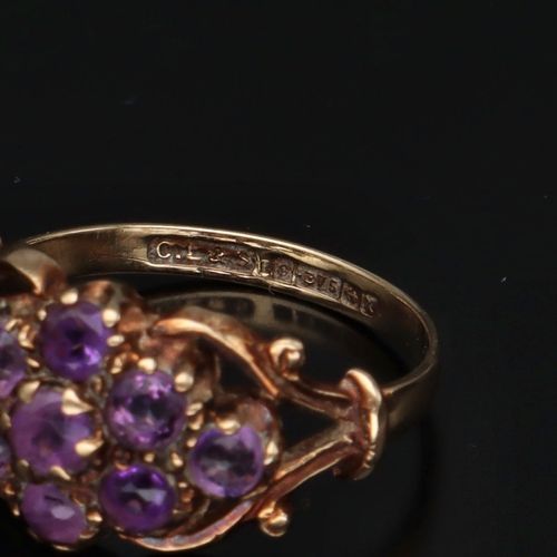 9ct Gold and Amethyst Cluster Ring image-4