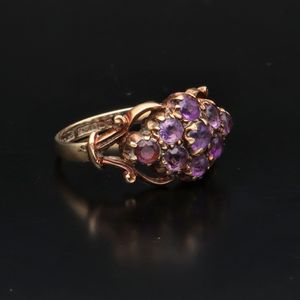 9ct Gold and Amethyst Cluster Ring