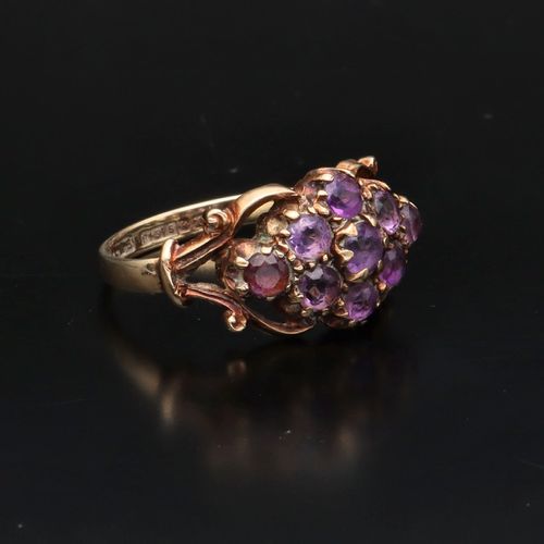 9ct Gold and Amethyst Cluster Ring image-1