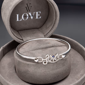 Vera Wang Diamond & Sapphire Silver Love Bangle