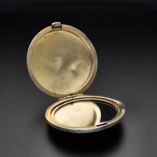 Silver & Green Guilloche Enamel Compact