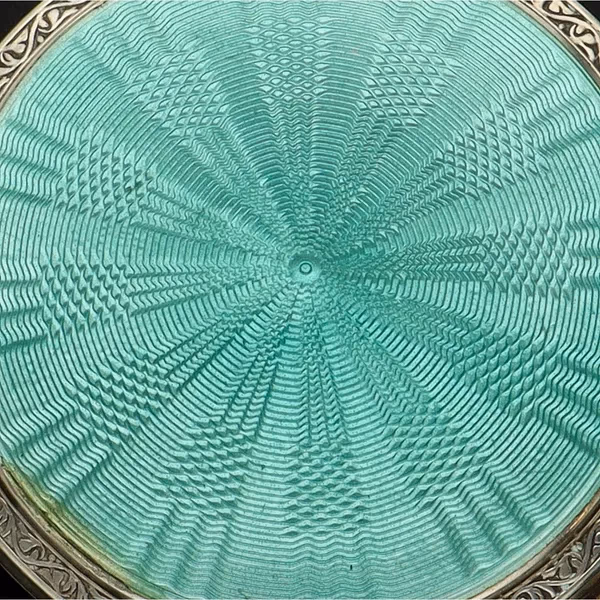 Silver & Green Guilloche Enamel Compact