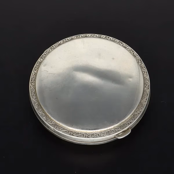 Silver & Green Guilloche Enamel Compact