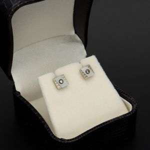 Gold Mother of Pearl Diamond Studs