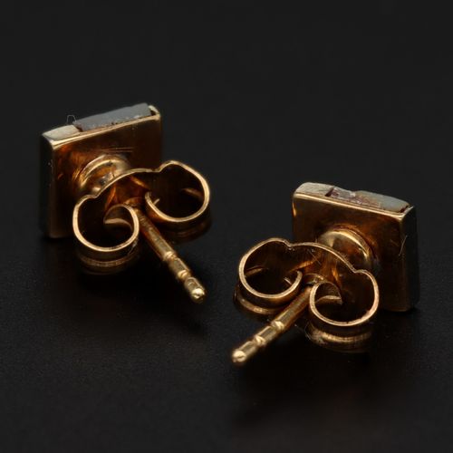 Gold Mother of Pearl Diamond Studs image-5