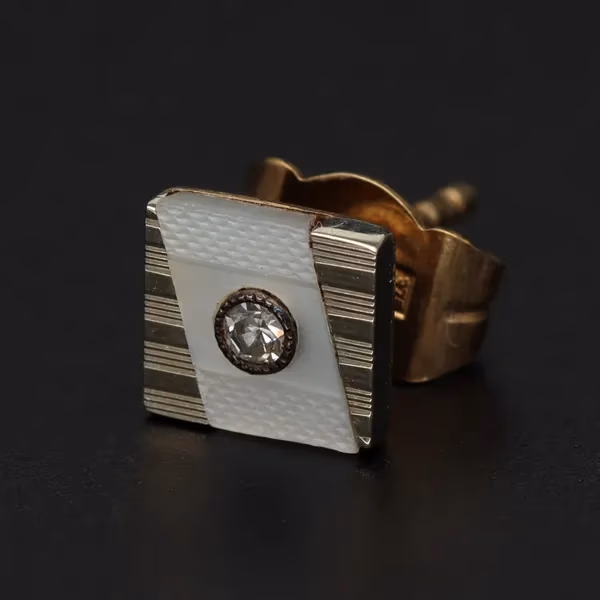 Gold Mother of Pearl Diamond Studs