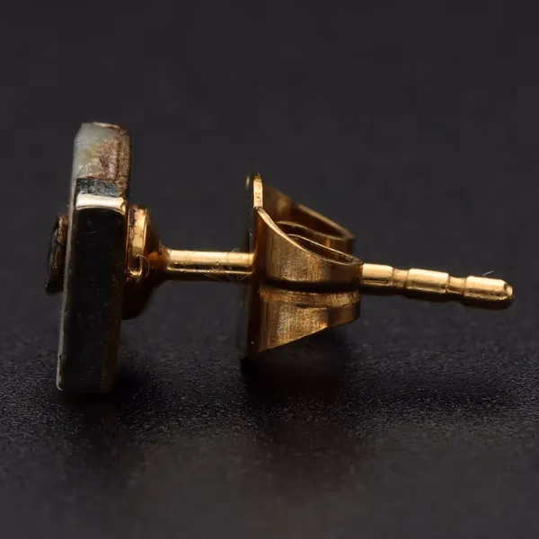 Gold Mother of Pearl Diamond Studs