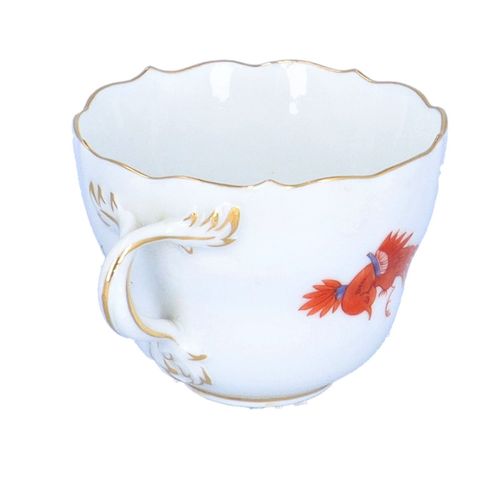 Meissen Red Exotic Bird Cup and Saucer image-3