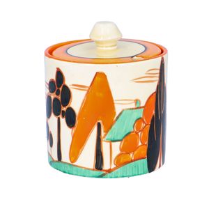 Clarice Cliff Orange Tree and House Preserve Pot