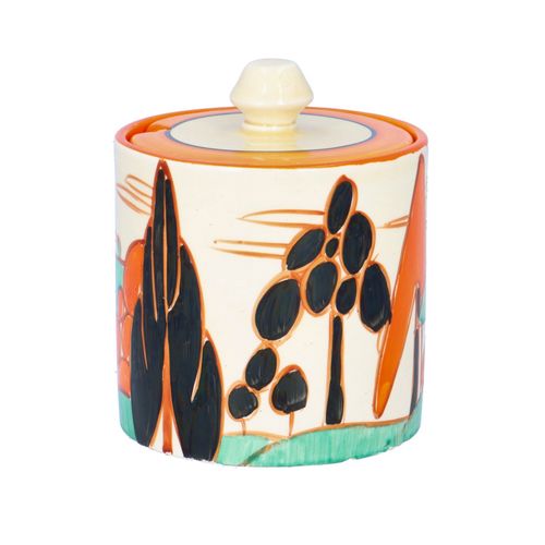 Clarice Cliff Orange Tree and House Preserve Pot image-2