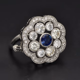 Platinum Sapphire & Diamond Cluster Ring
