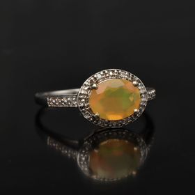Gold Opal Diamond Ring
