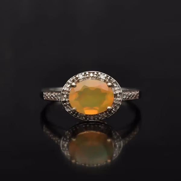 Gold Opal Diamond Ring