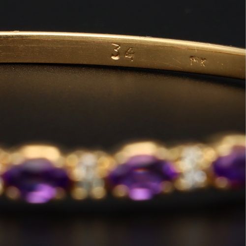 18ct Gold Amethyst and Diamond Bangle image-5