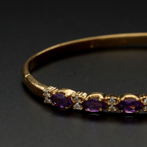 18ct Gold Amethyst and Diamond Bangle image-3