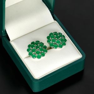 Emerald and Silver Earrings