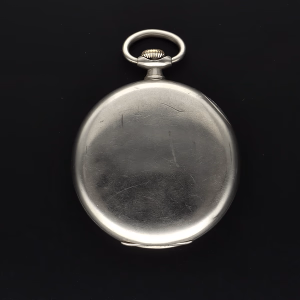 Omega Stainless Steel Open Face Pocket Watch