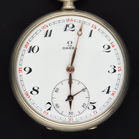 Omega Stainless Steel Open Face Pocket Watch