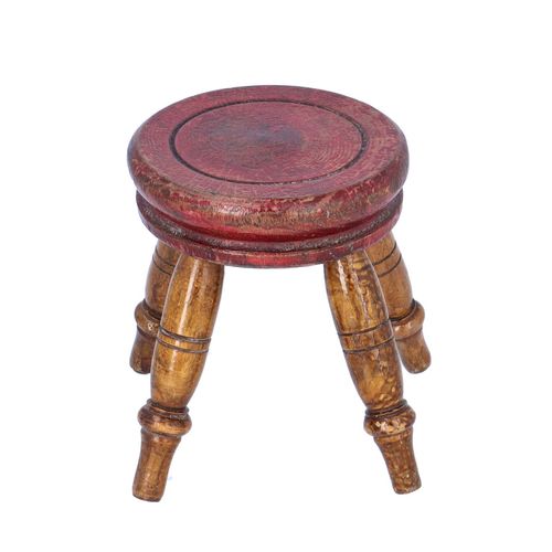 Rare Mid Victorian Miniature Stool Candle Stand image-1