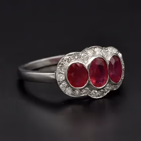 Platinum 1.55ct Ruby & 0.35ct Diamond Ring