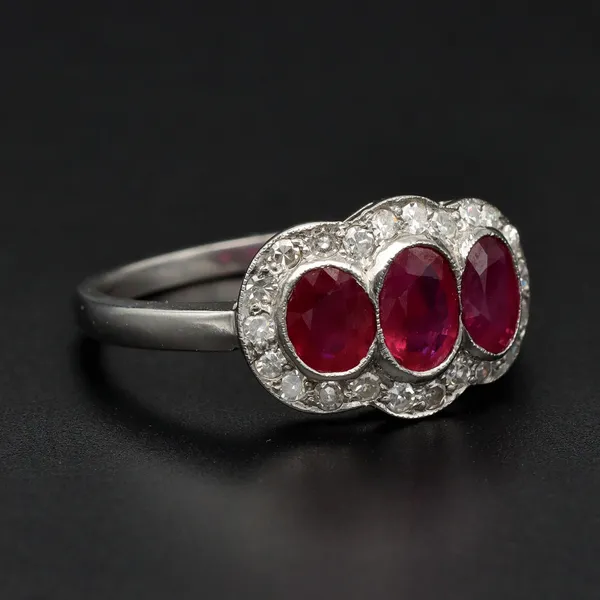 Platinum 1.55ct Ruby & 0.35ct Diamond Ring