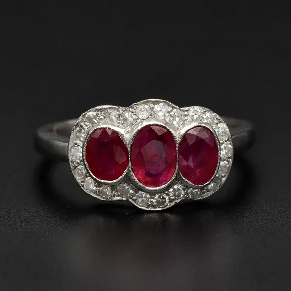 Platinum 1.55ct Ruby & 0.35ct Diamond Ring