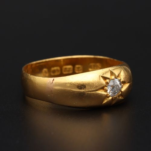 Heavy 22ct Gold Diamond Ring image-1