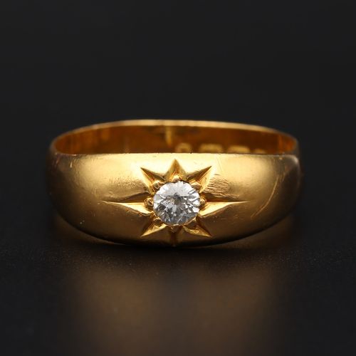 Heavy 22ct Gold Diamond Ring image-2