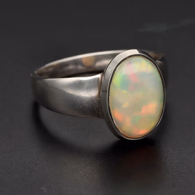 Silver Ethiopian Opal Ring