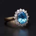 9ct Gold Diamond and Blue Topaz Ring