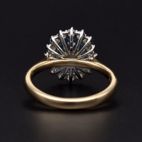 9ct Gold Diamond and Blue Topaz Ring