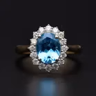 9ct Gold Diamond and Blue Topaz Ring