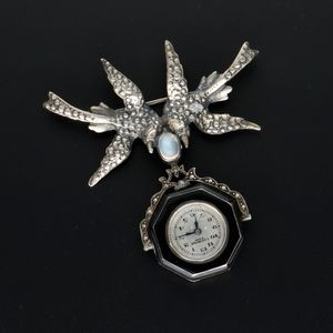 C Bucherer Silver Watch Brooch