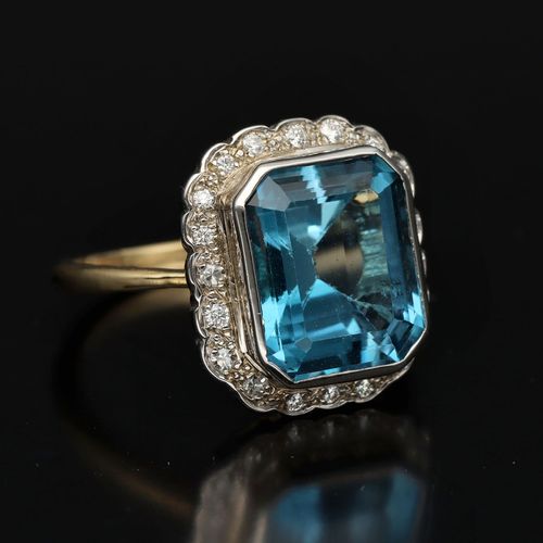18ct Gold Blue Topaz Diamonds image-1