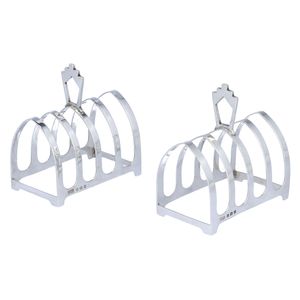 Boxed Pair of Art Deco Solid Silver Toast Racks