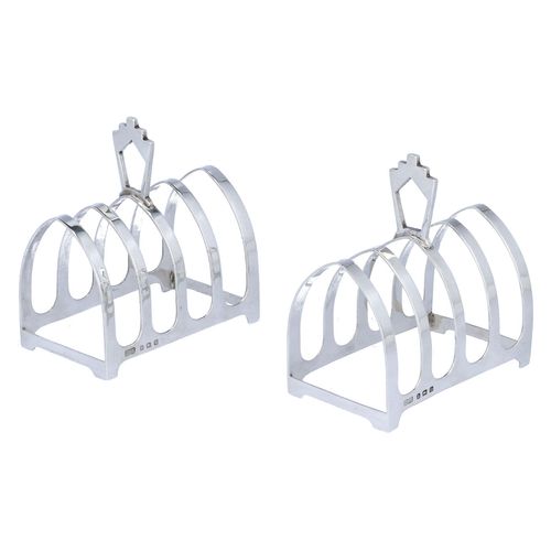 Boxed Pair of Art Deco Solid Silver Toast Racks image-1