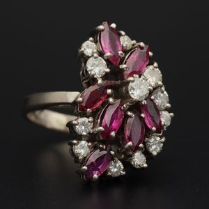 18ct White Gold Ruby and Diamond Cocktail Ring