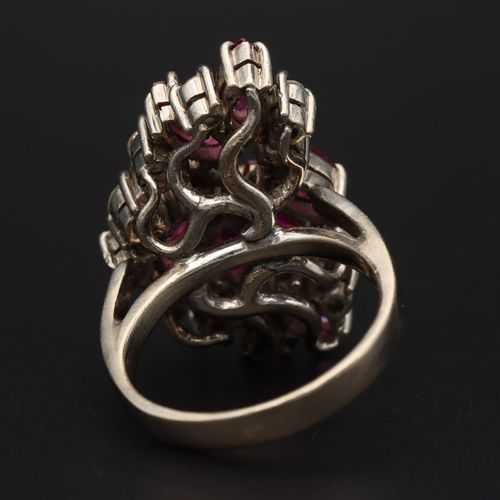 18ct White Gold Ruby and Diamond Cocktail Ring image-5