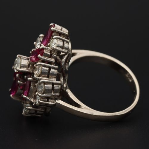 18ct White Gold Ruby and Diamond Cocktail Ring image-3