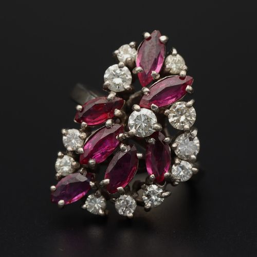 18ct White Gold Ruby and Diamond Cocktail Ring image-2