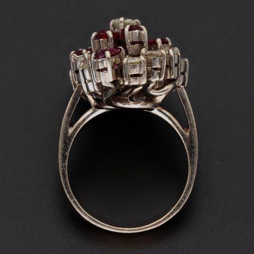 18ct White Gold Ruby and Diamond Cocktail Ring image-6