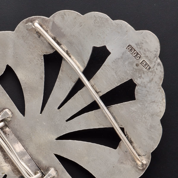 Danish 830 Silver Deco Nurses Belt Buckle by Bernhard Hertz