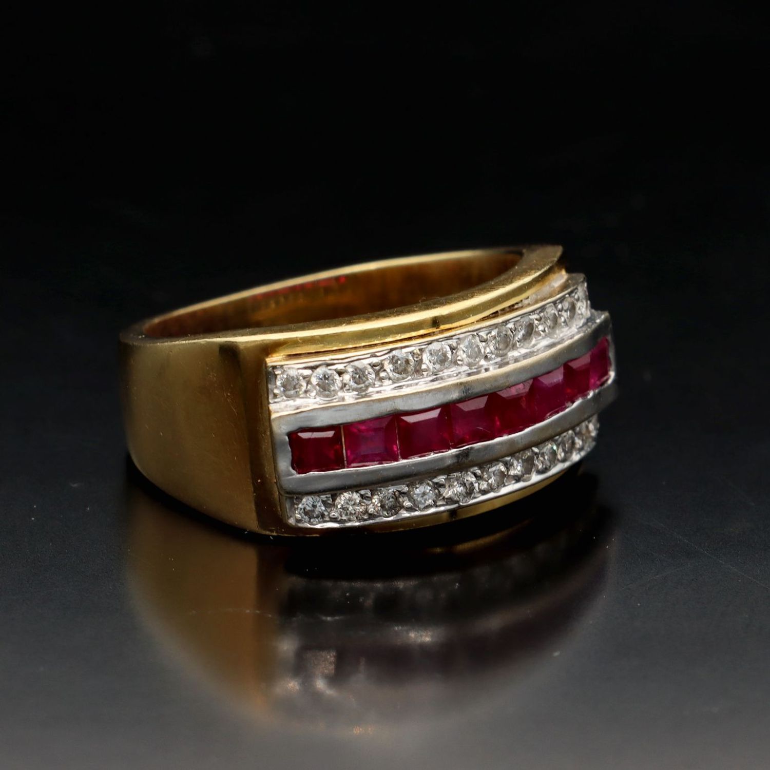 Square ruby and diamond on sale ring