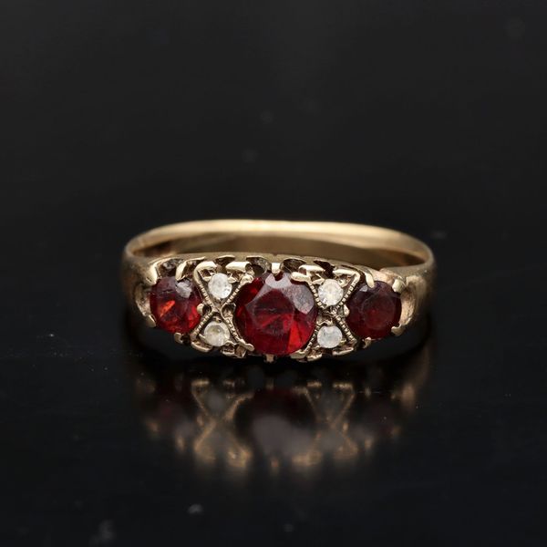 9ct Yellow Gold Ruby and Diamond Ring