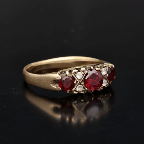 9ct Yellow Gold Ruby and Diamond Ring image-1