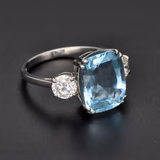 Platinum Diamond & Aquamarine Ladies Ring