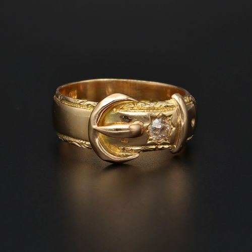 18ct Gold Diamond Set Buckle Ring image-2