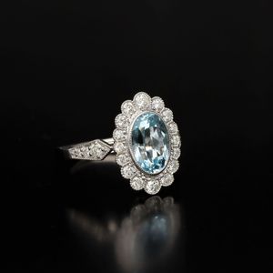 9ct Gold Diamond and Blue Topaz Ring